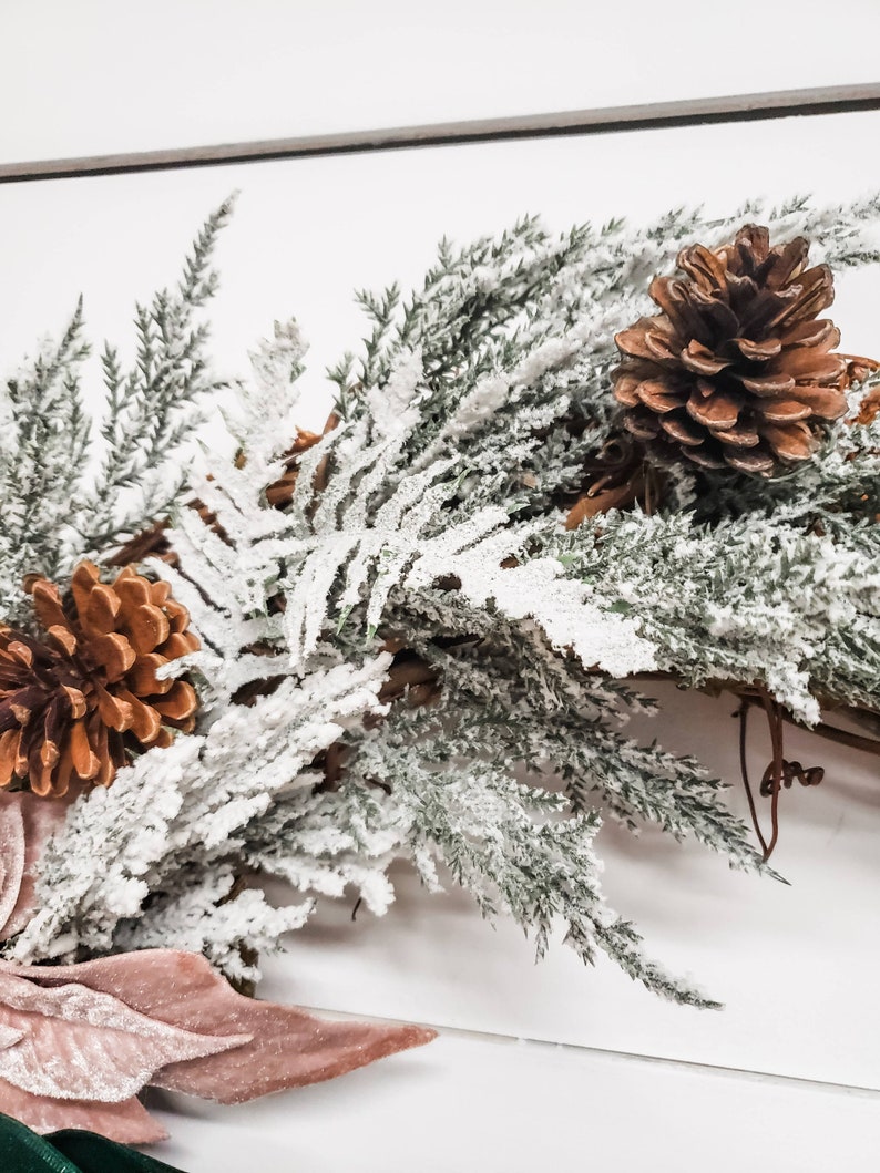 Flocked Wreath Flocked Winter Wreath Vintage Christmas Wreath Winter Wreath Poinsettia Wreath Christmas Wreath