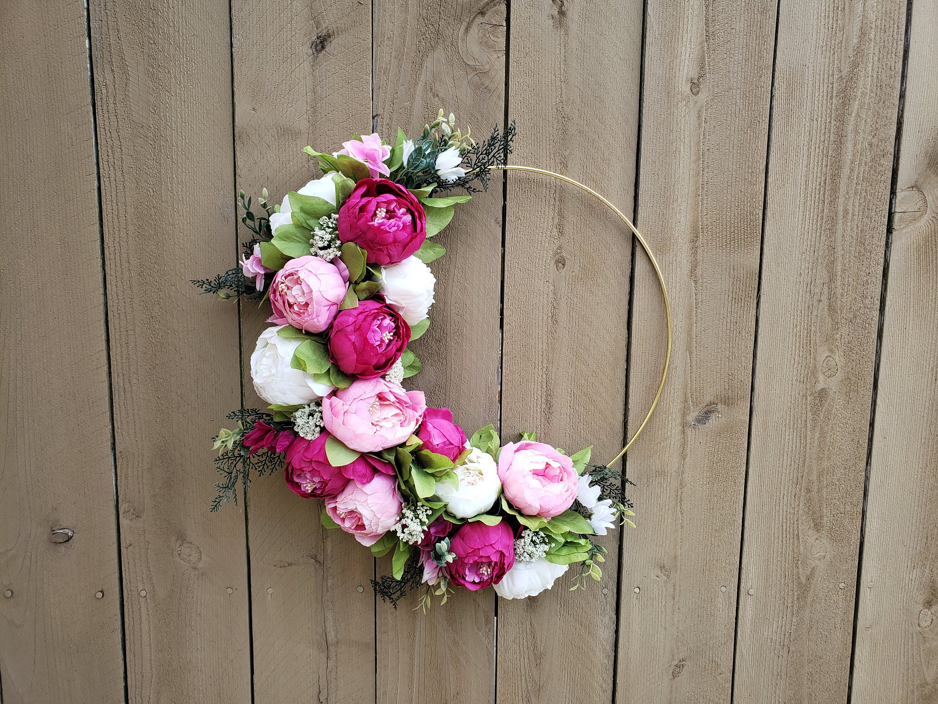 Couronne De Fleurs De Pivoine Artificielle 40 Cm - Décoration Printanière Vintage Pour Porte D'Entrée