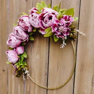 Peony Wreath, Spring Peony Wreath, Pink Modern Wreath, Hoop Wreath, Pink Spring Wreath, Peony Wreath image 6