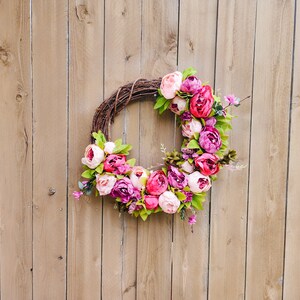 Pink Peony Wreath, Spring Peony Wreath, Pink Spring Wreath, Peony Wreath for Front Door, Spring Summer Wreath, Seasonal Wreath image 6