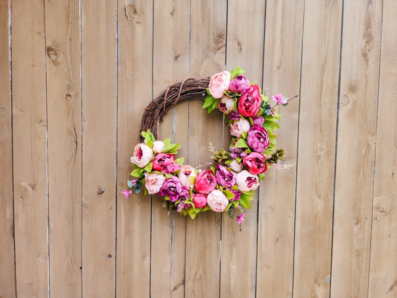 Pink Peony Wreath, Spring Peony Wreath, Pink Spring Wreath, Peony Wreath for Front Door, Spring Summer Wreath, Seasonal Wreath image 6