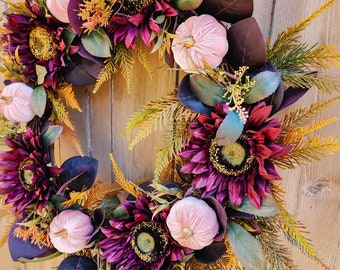 Fall Sunflower Wreath, Sunflower Wreath for Front Door, Fall Wreath