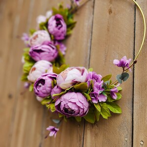 Spring Wreath for Front Door, Purple Peony Wreath, Lavender Wreath, Hoop Wreath, Peony Wreath for Front Door image 8