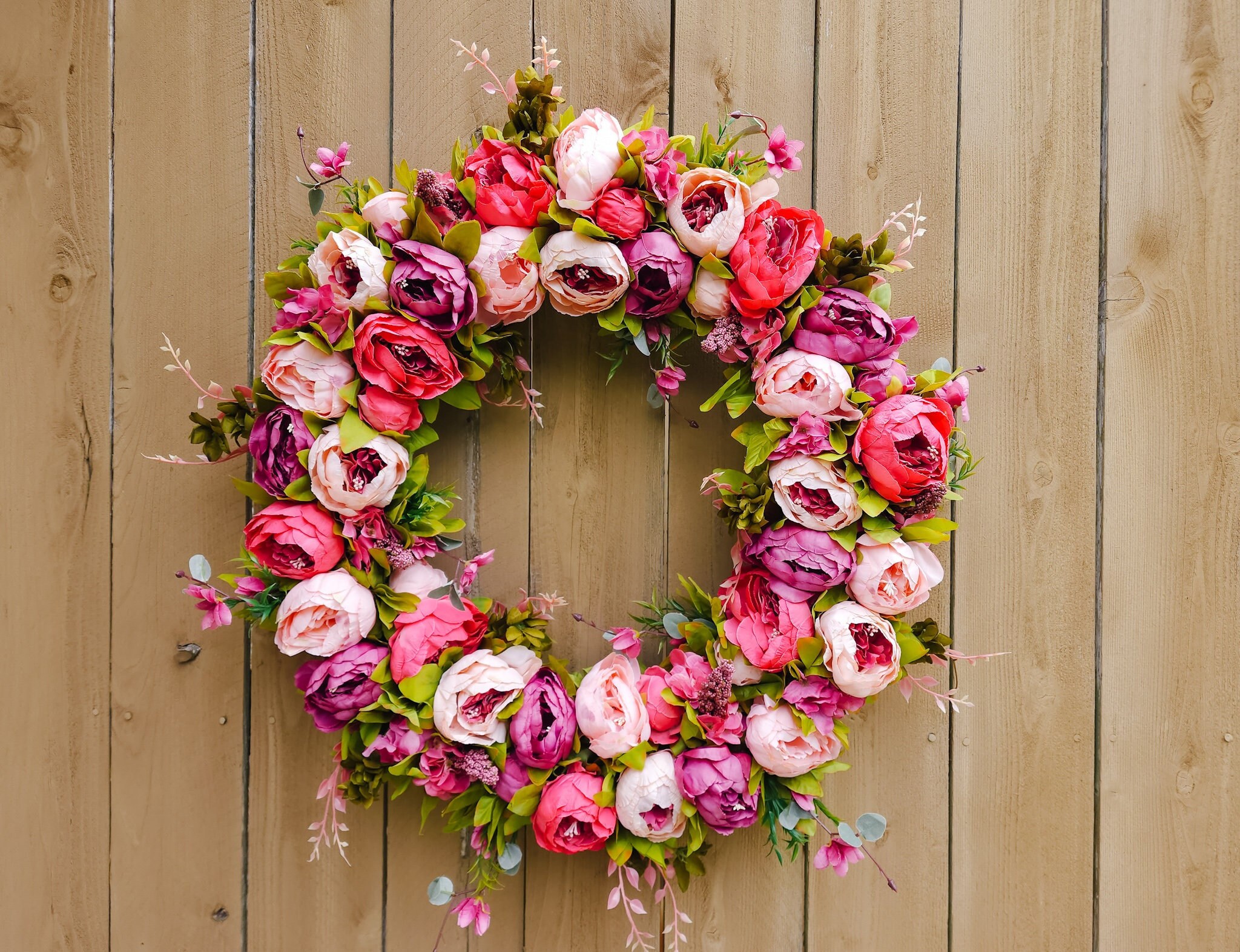 spring 顧み wreath【antiquewhite×pink】＋mobile
