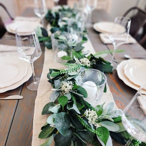 Farmhouse Greenery Garland, Neutral Table Decor, Farmhouse Decor image 2