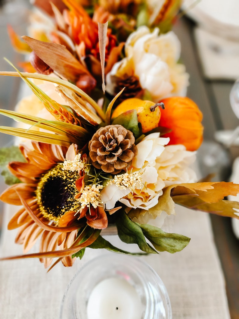 Fall Centerpiece, Fall Decor, Pumpkin Decor, Sunflower Centerpiece