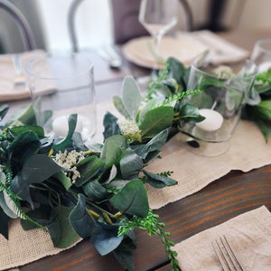 Farmhouse Greenery Garland, Neutral Table Decor, Farmhouse Decor image 1