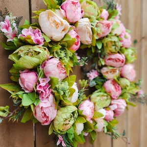 Easter Peony Wreath, Spring Peony Wreath, Pink Spring Wreath, Peony Wreath for Front Door, Spring Summer Wreath, Pink and Green