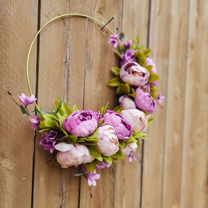 Spring Wreath for Front Door, Purple Peony Wreath, Lavender Wreath, Hoop Wreath, Peony Wreath for Front Door image 9