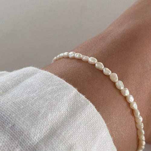 Freshwater Pearl Anklet Dainty Pearl Anklet Tiny Seed Pearl - Etsy
