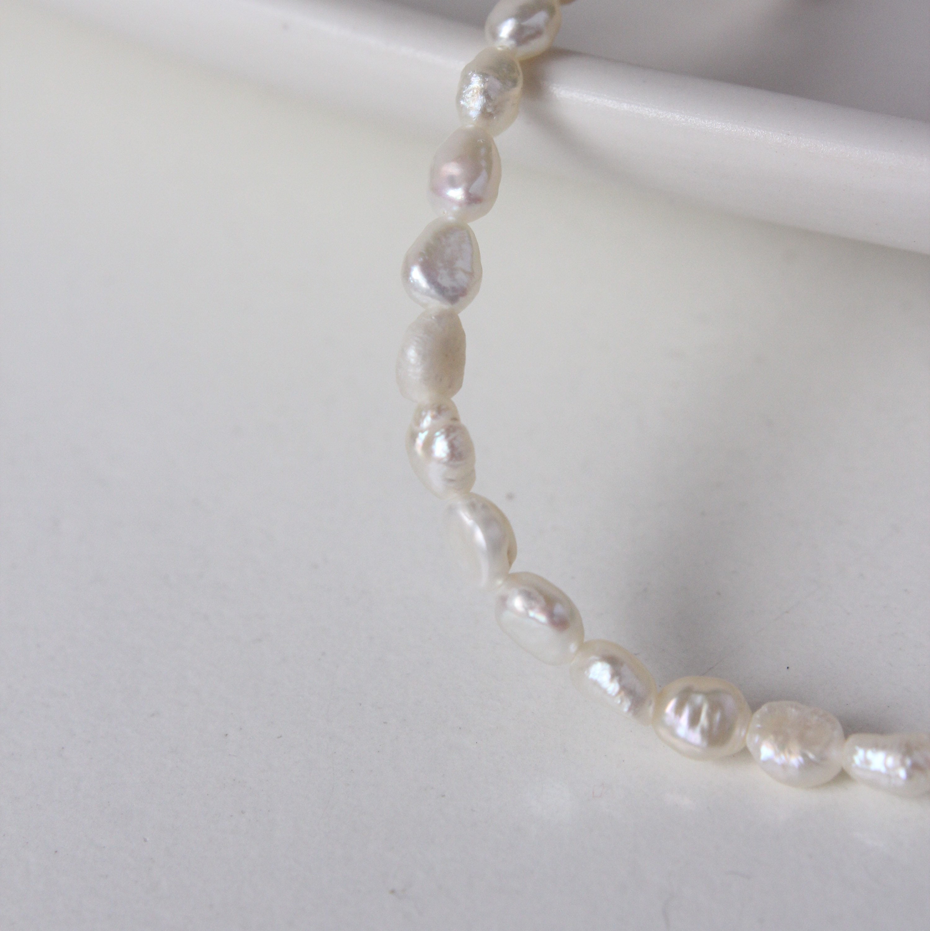 White Baroque Pearl Necklace Seed Bead Pearl Necklace Pearl - Etsy