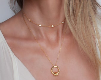 CZ Gold Choker Necklace, CZ Necklace, Dainty Gold Choker, CZ Station Necklace, Dainty Gold Necklace, Choker Chain, Gold Crystal Necklace