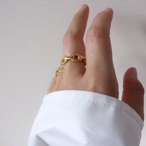 Gold Chain Ring, Rope Chain Ring Gold, Chunky Gold Ring, Gold Plated Ring, Gold Ring, Gold Rings For Women, Adjustable Ring