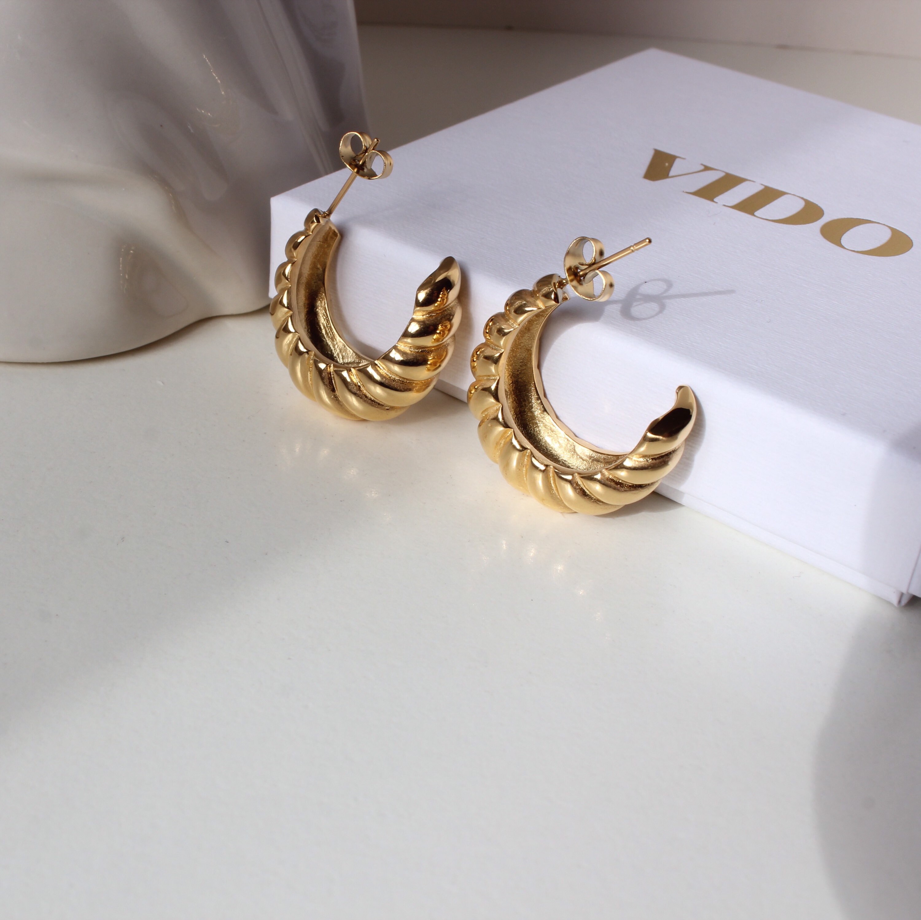 Croissant Hoops Croissant Earrings Chunky Gold Hoops Gold - Etsy UK