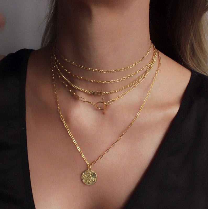 14k Gold Toggle Choker Gold Toggle Necklace Double Strand - Etsy UK
