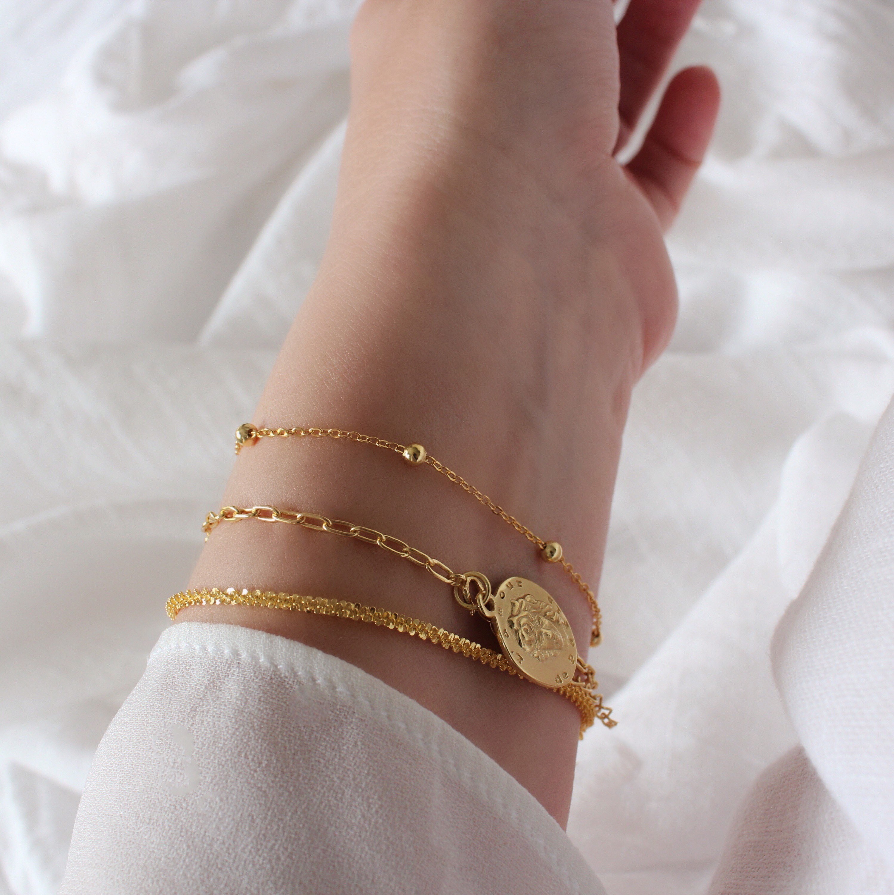 Gold Coin Bracelet Gold Bracelet Coin Charm Bracelet Coin Etsy Ireland