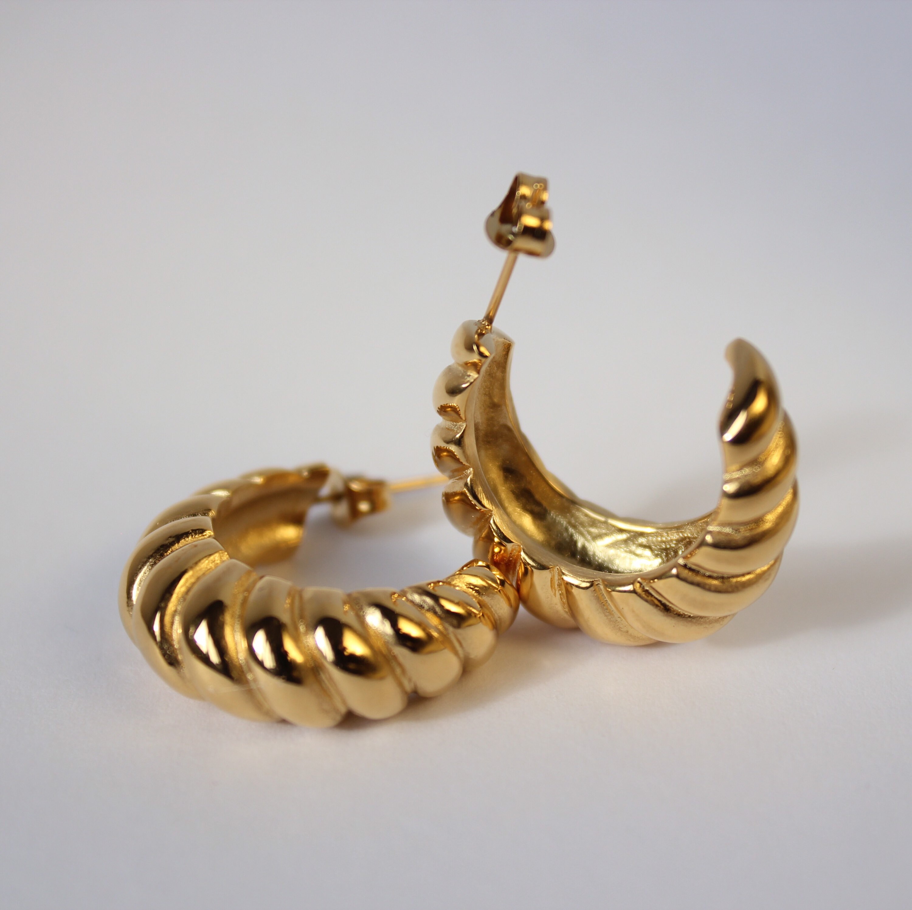 Croissant Hoops Croissant Earrings Chunky Gold Hoops Gold Etsy UK