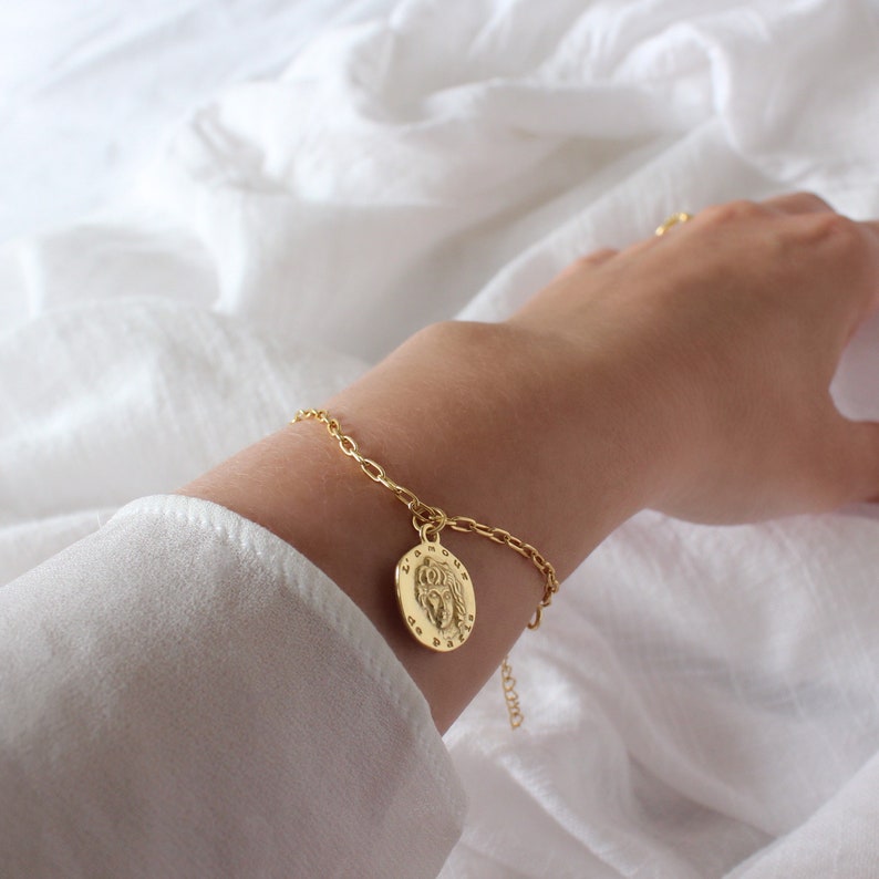 Gold Coin Bracelet Gold Bracelet Coin Charm Bracelet Coin Etsy UK
