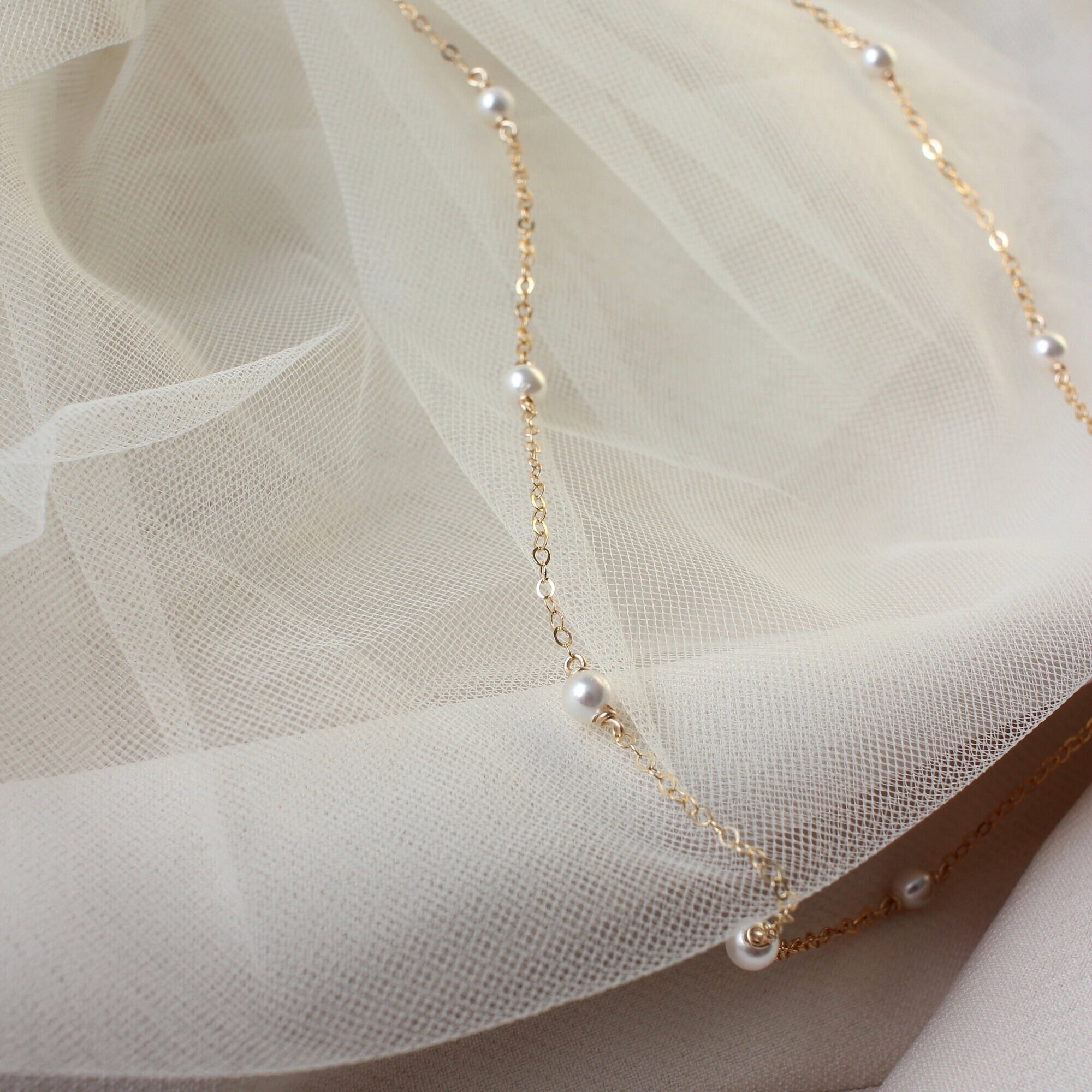 【TommassiniJewelry】Dainty Pearl Stationネックレス TommassiniJewelry】Dainty Pearl Stationネックレス
