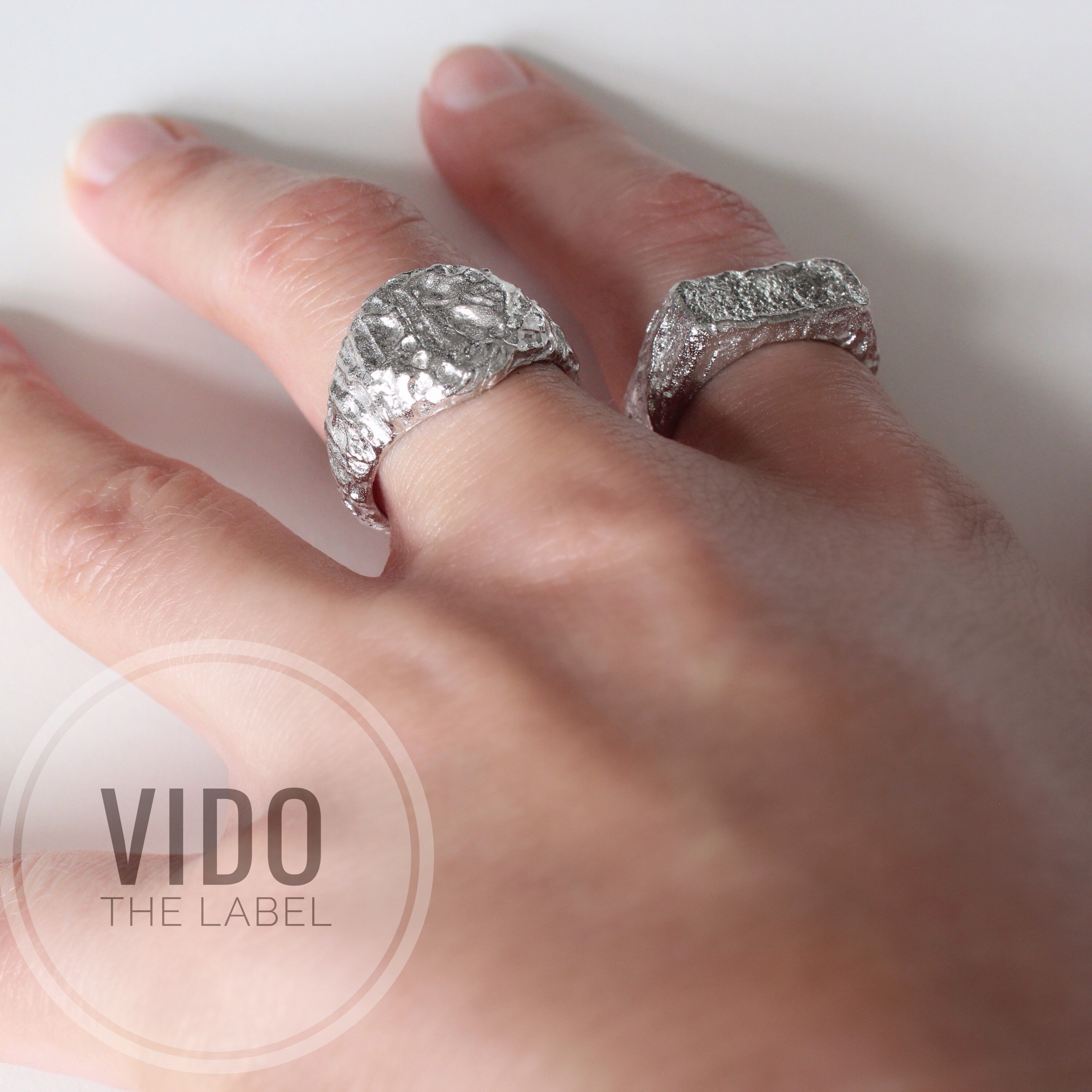 Hammered Ring White Gold Plated Sterling Silver Etsy