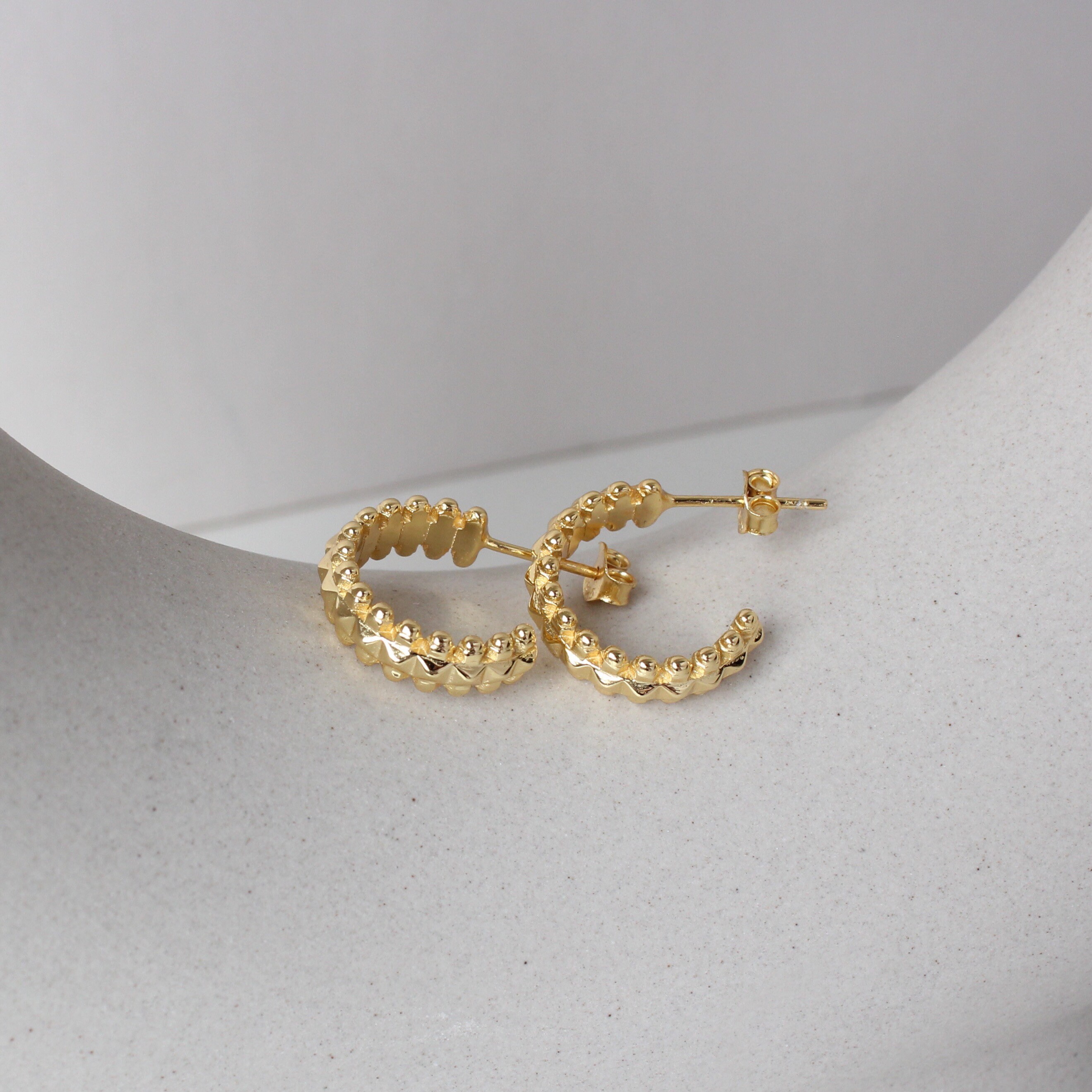 Detailed Small Gold Hoop Earrings Hypoallergenic 14K Gold Etsy