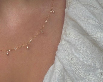 14K Gold Filled Or Silver Charm Necklace, Gold Bobble Chain, Gold Necklace With Little Ball Charms, Tassel Necklace, 16", 18" 20" Length