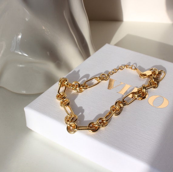 Gold Chain Bracelet Chunky Gold Bracelet Gold Plated Bracelet