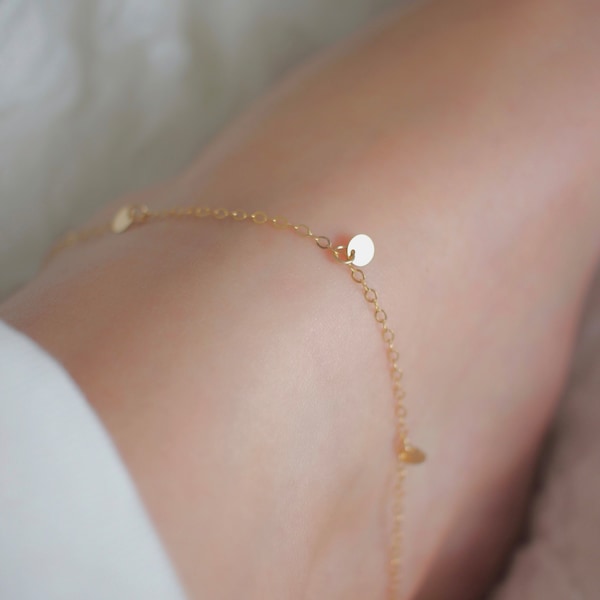 14K Gold Filled Ankle Bracelet, Gold Ankle Bracelet, Custom Ankle Bracelet, Dainty Ankle Bracelet Gold, Boho Coin Anklet, Custom Length,