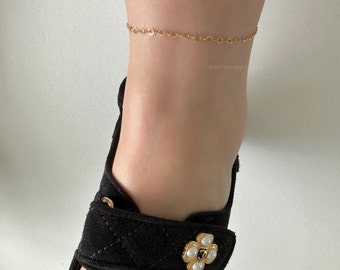 14K Gold Filled Ankle Bracelet, Dainty Figaro Chain Gold Anklet, High Quality & Long Lasting, Choose Your Length