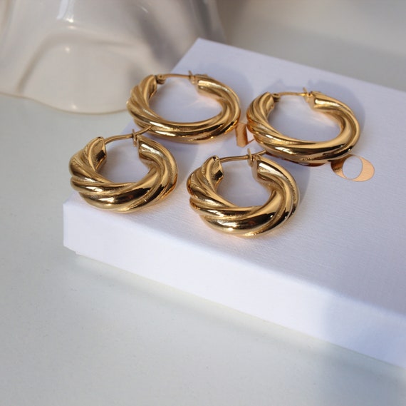 Chunky Gold Hoop Earrings | Sincerely Silver