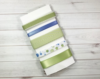 Green & Blue Ribbon Sampler/Ribbon Set/Gift Wrap