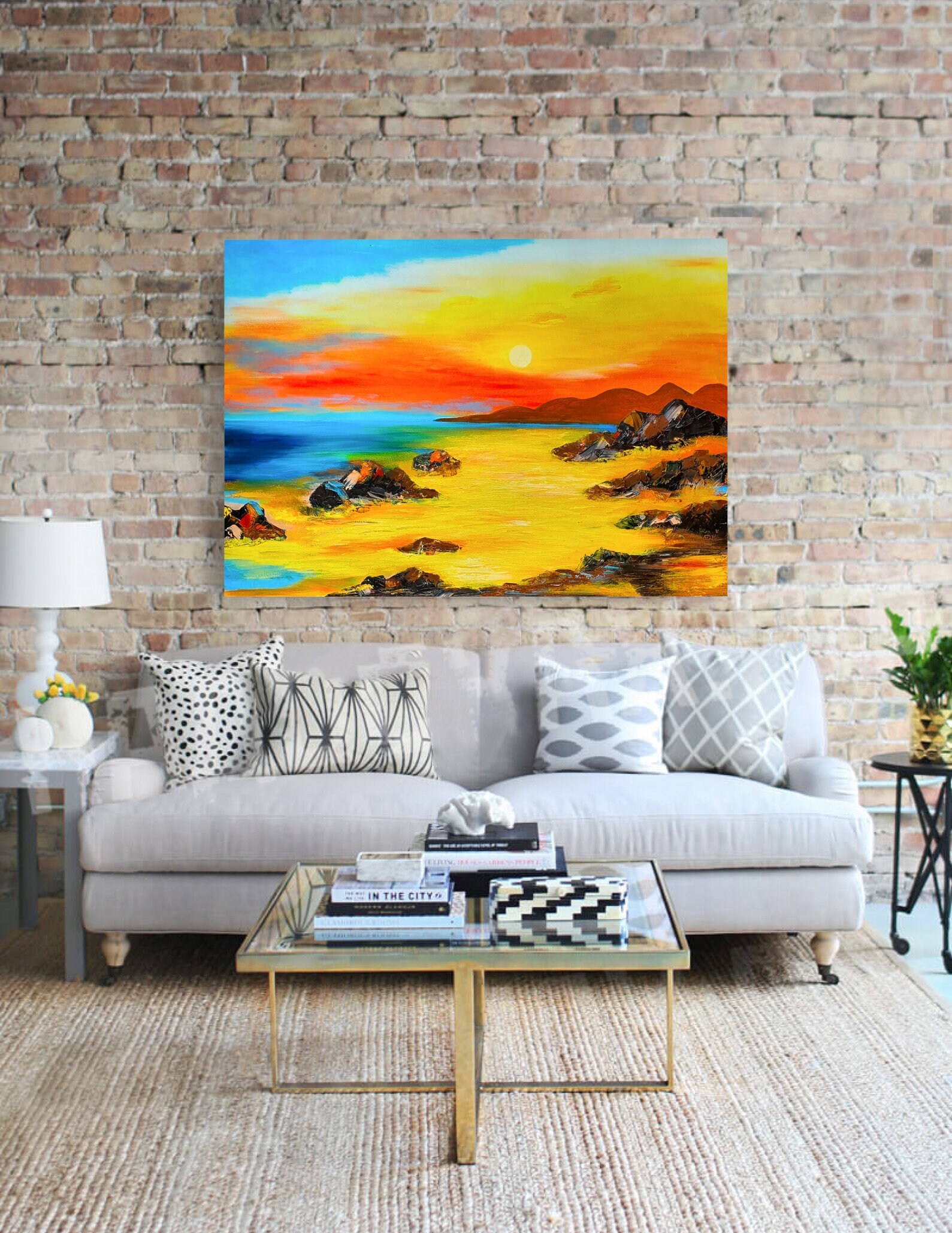 Seascape painting above sofa art ocean painting impasto Etsy