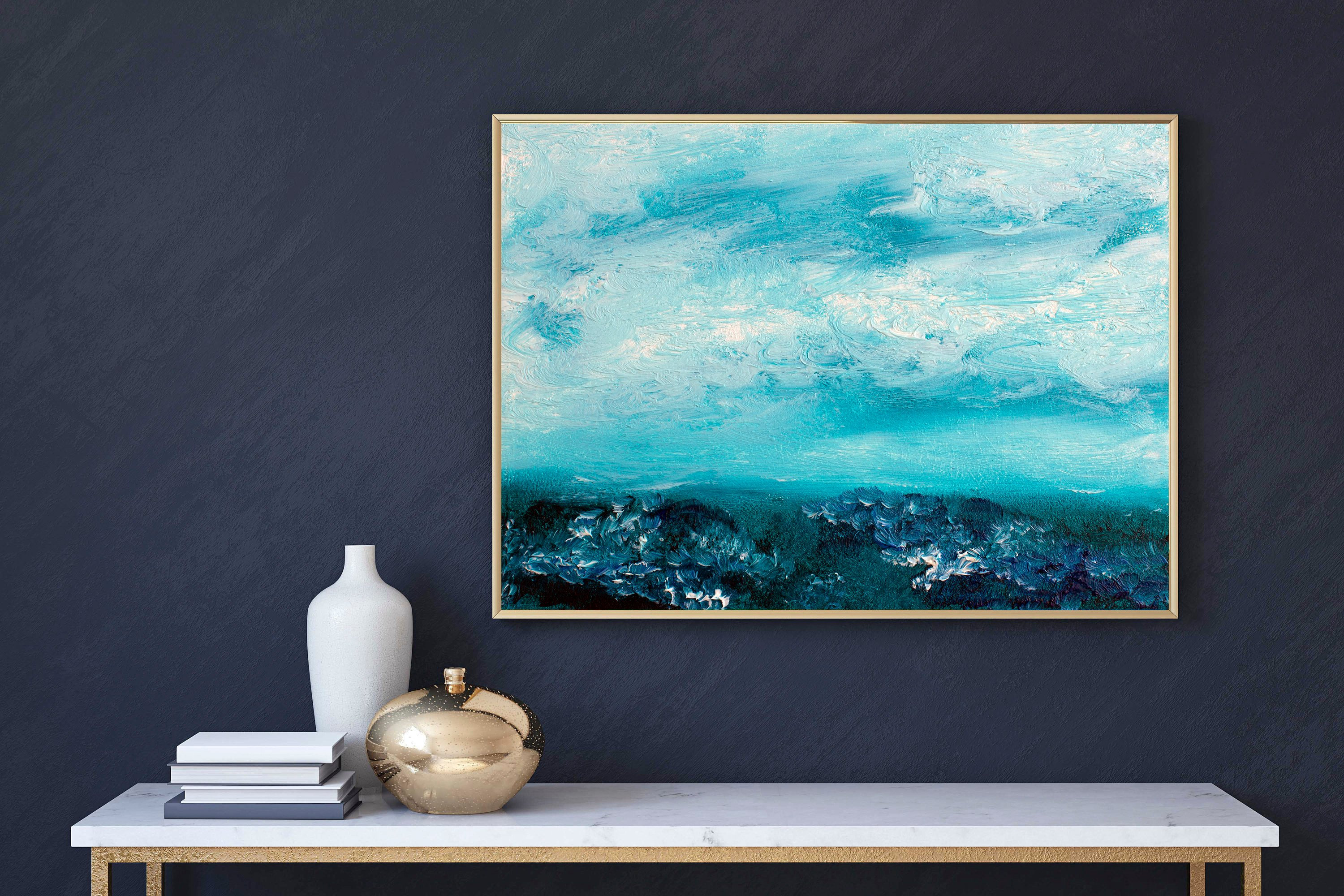 Printable artwork panoramic wall art seascape wall art lake painting deep sea seascape painting instant download