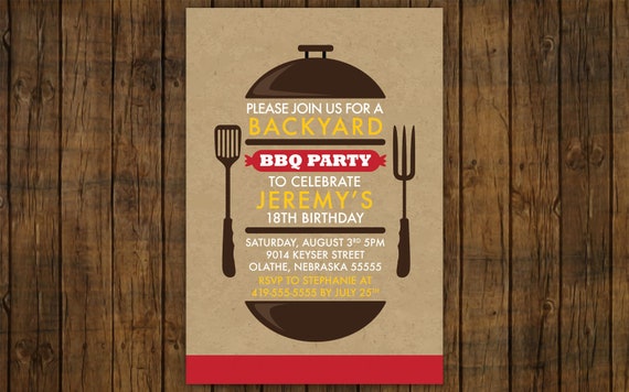 Bbq Invitation Backyard Bbq Birthday Invitation Summer Party Etsy