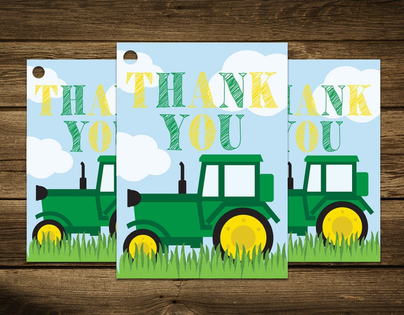 Green Tractor Party Favors John Deere Birthday Thank You Etsy