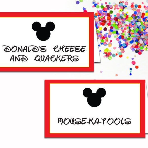 Mickey Mouse Birthday Food Tent Cards, Editable Food Tags, Mickey Mouse Food Labels Instant Download, Printable Place Cards, Birthday Decor