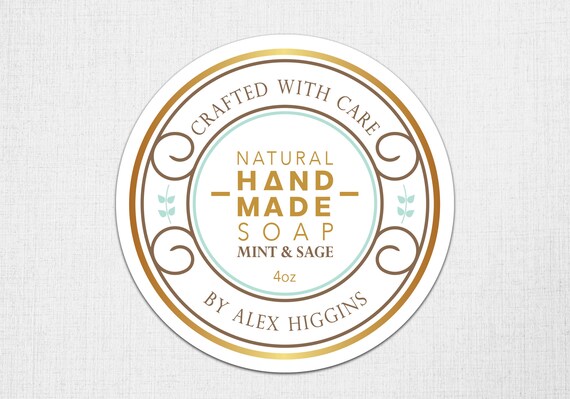Crafted With Care Soap Sticker Handmade Sticker Gold Soap - Etsy