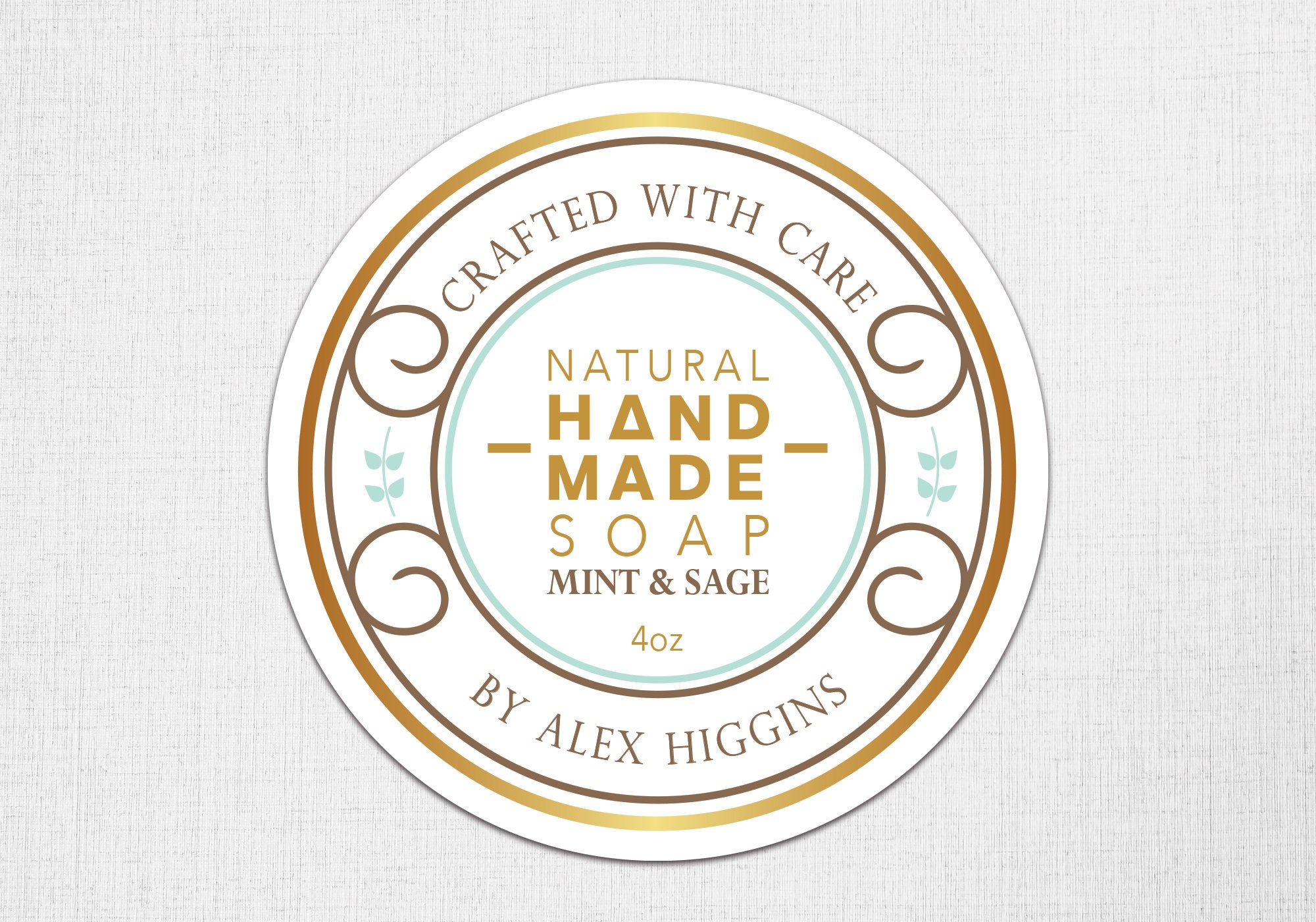 Crafted With Care Soap Sticker Handmade Sticker Gold Soap - Etsy