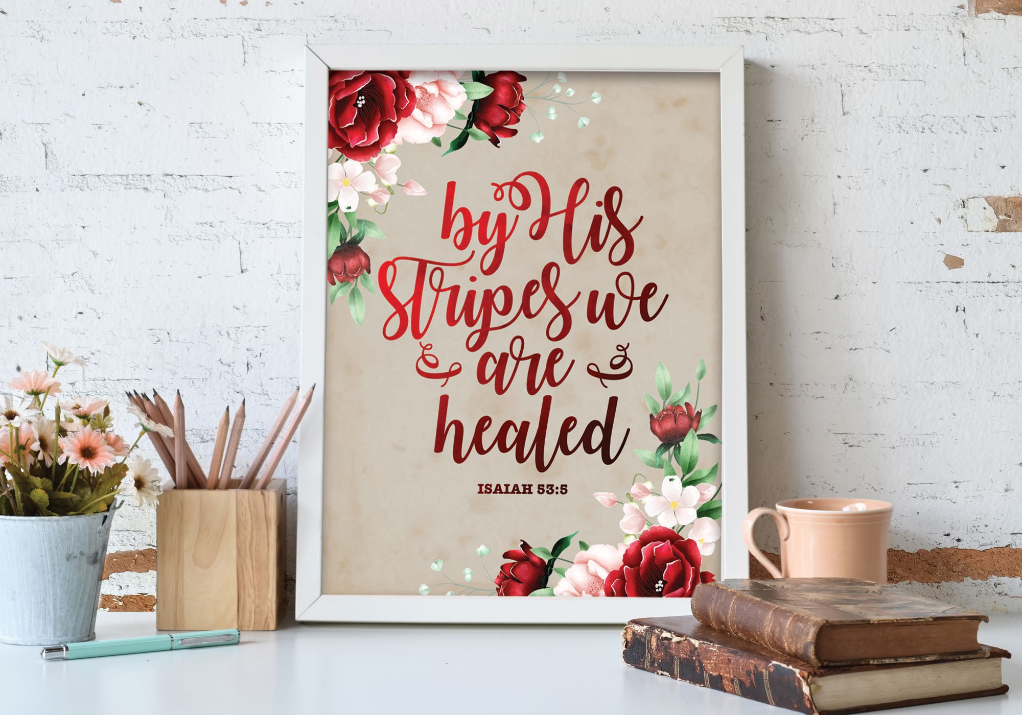 By His Stripes We Are Healed Christian Wall Art Isaiah 53:5 | Etsy