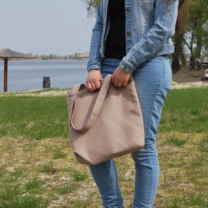 Beige & Schwarz Tote Bag,Umhängetasche,Frauen Tote,Stofftasche, Geschenk für sie, Studenten Tasche, Reißverschluss und Futter, Tasche für Mama