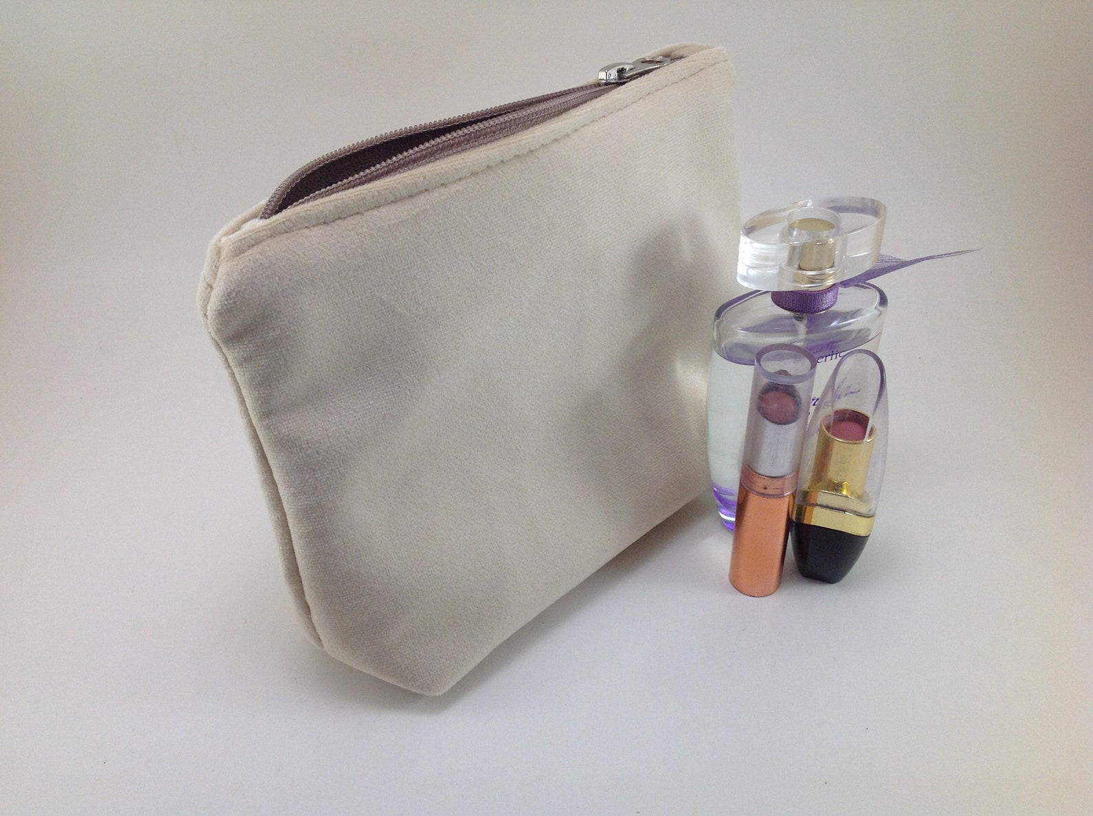 Milky White Cosmetic Bag Classic Makeup Bag Zippered Pouch Etsy