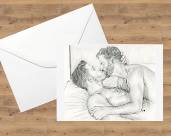Lovers No. 9 Gay Art Print Greetings card Gay Birthday Gay Anniversary Gay Valentines Gay Boyfriend Gay Husband