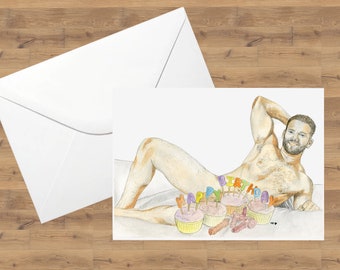 Happy Birthday No. 2 Gay Art Print Greetings card Gay Birthday Gay Anniversary Gay Valentines Gay Boyfriend Gay Husband