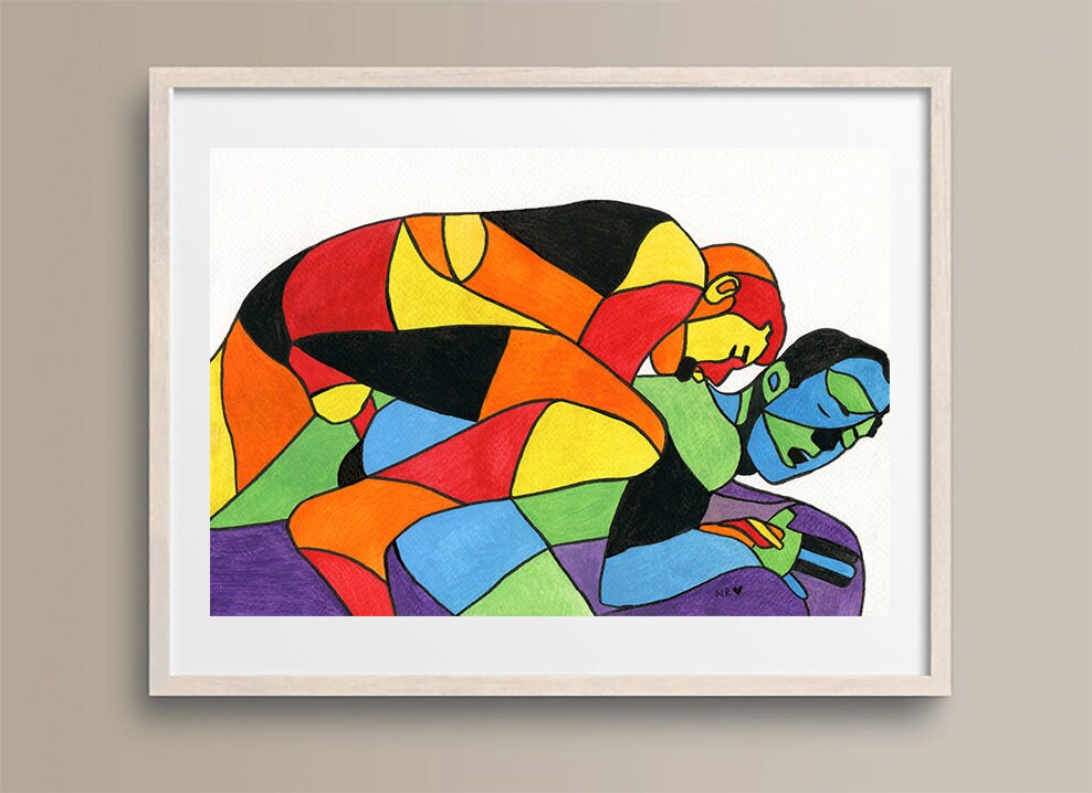 Gay Art Print Gay Couple Gay Lovers Erotic Male Nude Abstract Etsy UK