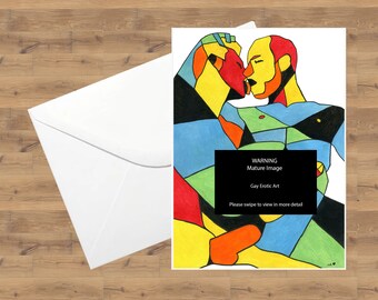 Abstract Lovers Gay Art Print Greetings card Gay Birthday Gay Anniversary Gay Valentines Gay Boyfriend Gay Husband