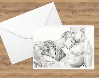 Lovers No. 11 Gay Art Print Greetings card Gay Birthday Gay Anniversary Gay Valentines Gay Boyfriend Gay Husband