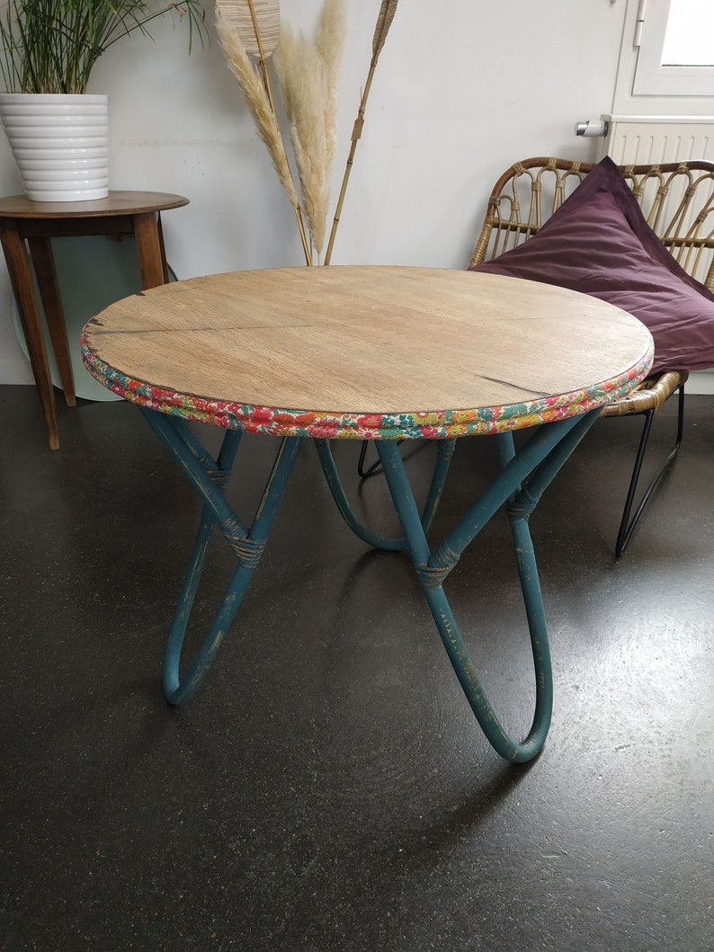 Table basse vintage Rotin bambou image 3