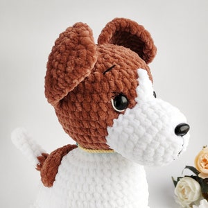 Personalized crochet plush dog toy, jack russell terrier, stuffed plush puppy animal