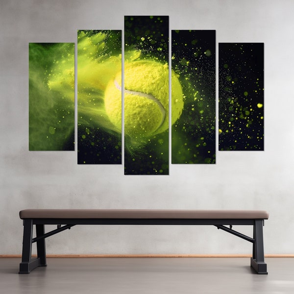 Impression abstraite sur toile tennis, art mural tennis, cadeau joueur de tennis, décoration murale tennis, peinture tennis, encadré et prêt à accrocher