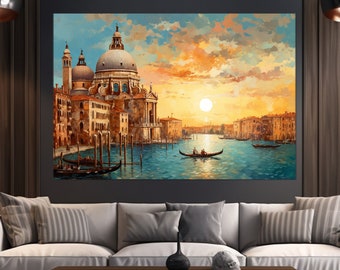 Abstract Venice Painting Canvas Print, Vintage Venice Wall Art, Venice Poster, Italy Poster, Italy Canvas Print, Framed and Ready to Hang